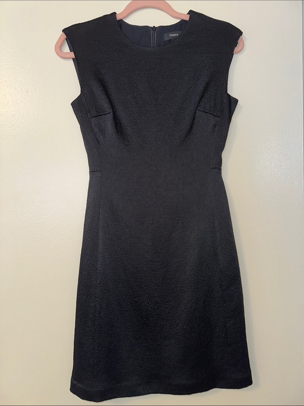 Theory Black Cap-Sleeve Sheath Dress